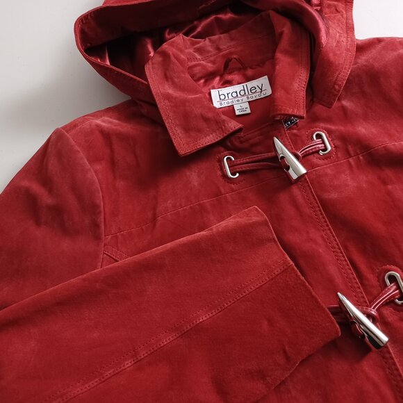 Bradley Bayou Red Suede Detachable Hood Coat - Picture 3 of 16
